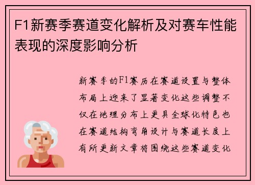 F1新赛季赛道变化解析及对赛车性能表现的深度影响分析 F1新赛季赛道变化解析及对赛车性能表现的深度影响分析
